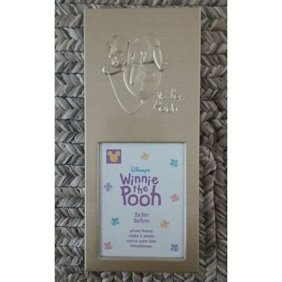 Winnie the Pooh Gold 5x7 "P is for Fun" Disney Metal Picture Frame Gift Idea - Picture 1 of 10